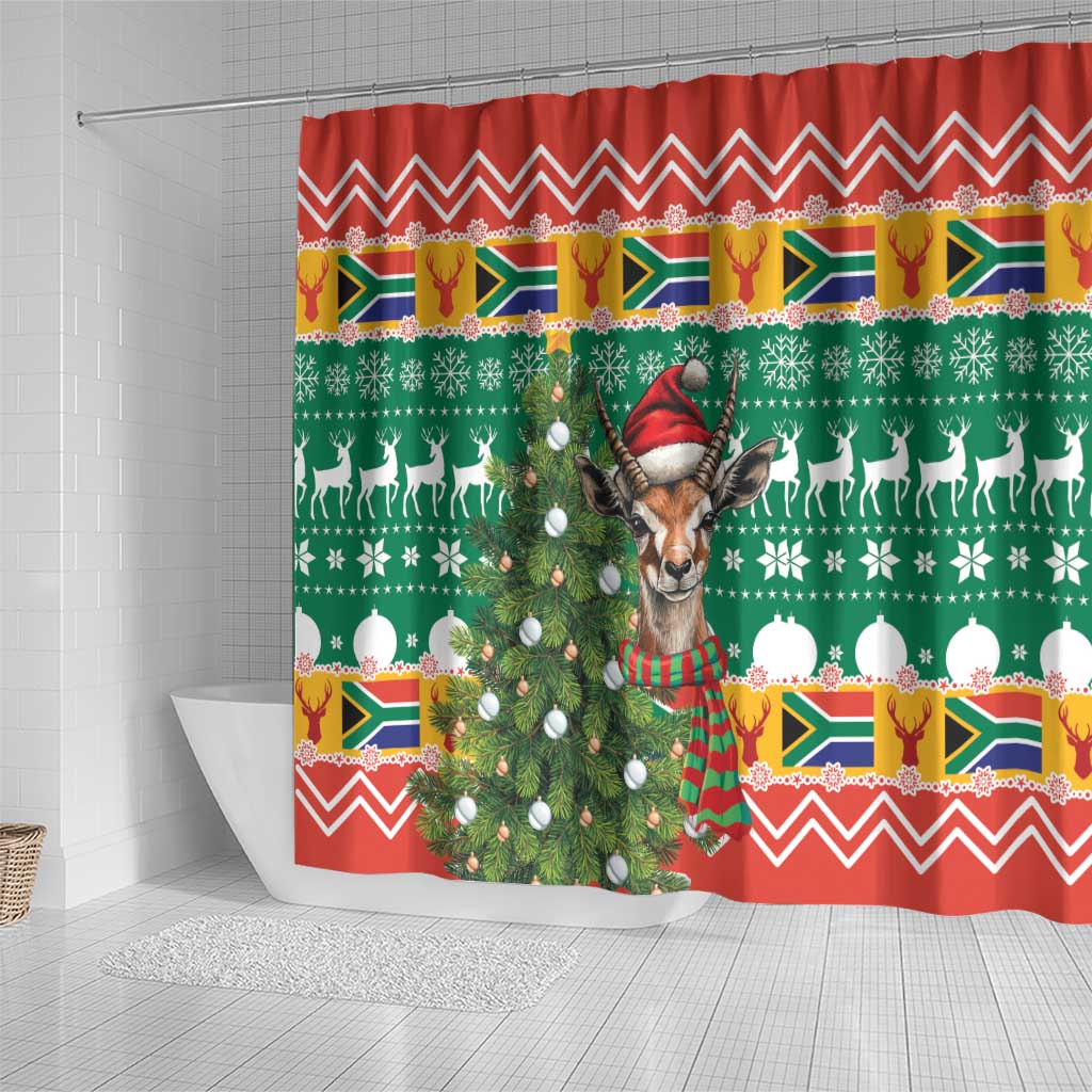 South Africa Springbok Shower Curtain Christmas Tree - Lightning Art