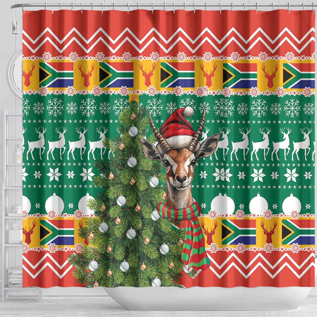South Africa Springbok Shower Curtain Christmas Tree - Lightning Art