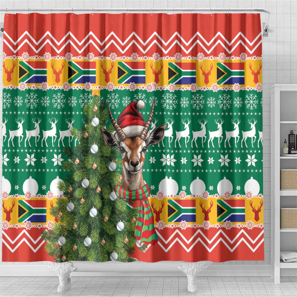 South Africa Springbok Shower Curtain Christmas Tree - Lightning Art