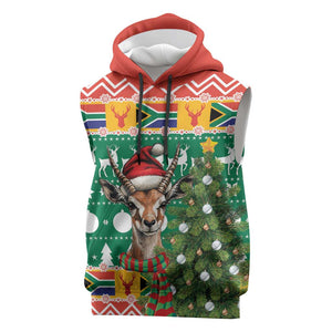 South Africa Springbok Sleeveless Hoodie Christmas Tree - Lightning Art - African Pride