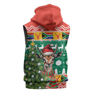 South Africa Springbok Sleeveless Hoodie Christmas Tree - Lightning Art - African Pride