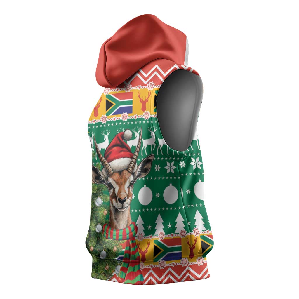South Africa Springbok Sleeveless Hoodie Christmas Tree - Lightning Art - African Pride