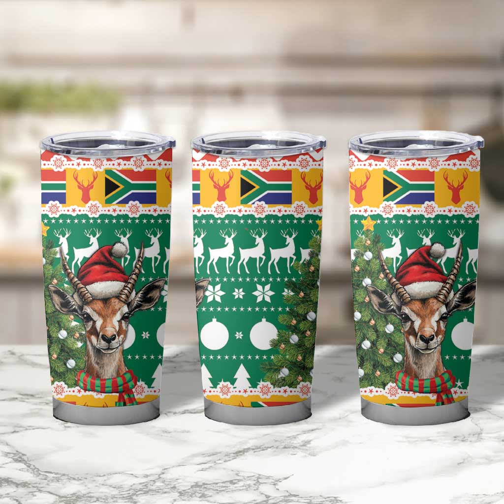 South Africa Springbok Tumbler Cup Christmas Tree - Lightning Art