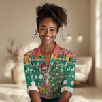 South Africa Springbok Women Casual Shirt Christmas Tree - Lightning Art LT18