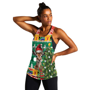 South Africa Springbok Women Racerback Tank Christmas Tree - Lightning Art
