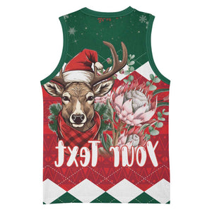 Personalized South Africa Merry Christmas Basketball Jersey Springbok With King Protea - African Pride