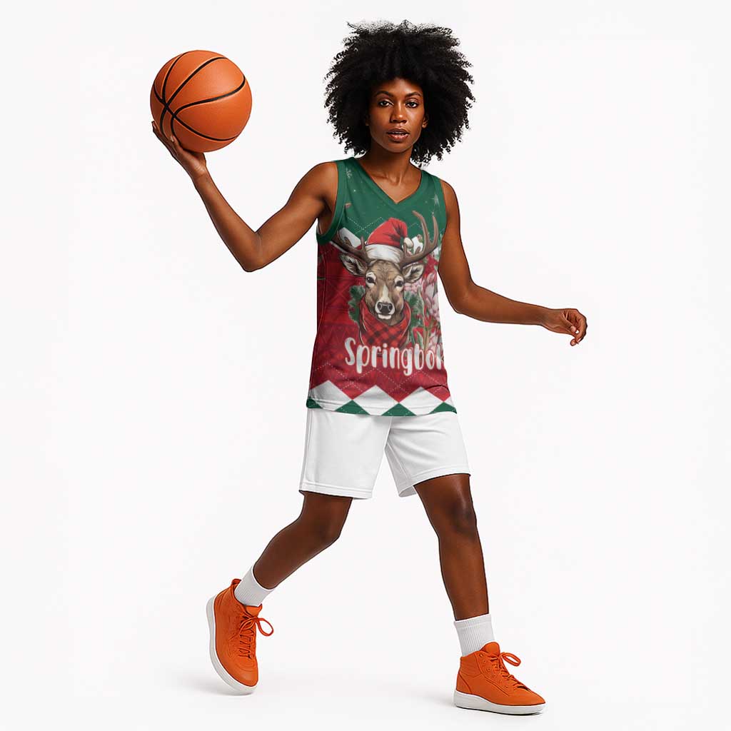 Personalized South Africa Merry Christmas Basketball Jersey Springbok With King Protea - African Pride