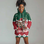 Personalized South Africa Merry Christmas Hoodie Dress Springbok With King Protea