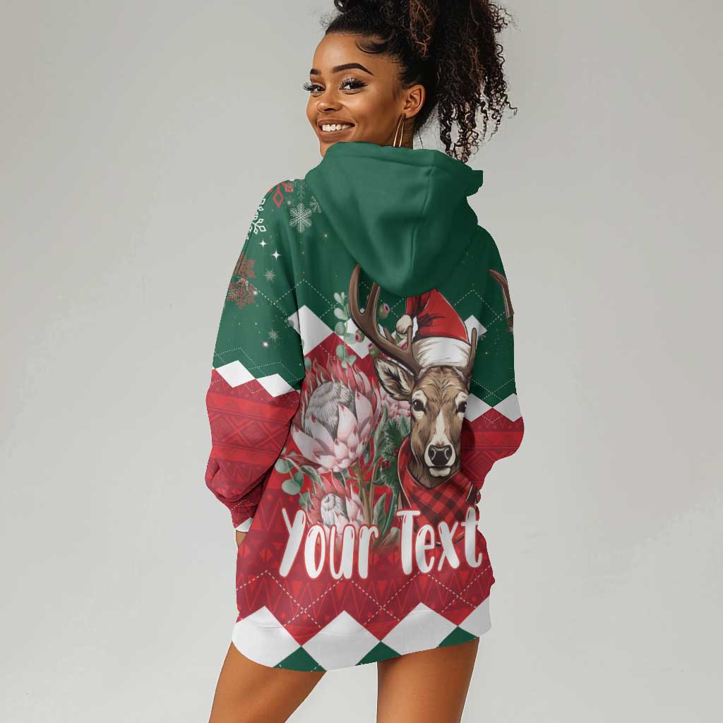 Personalized South Africa Merry Christmas Hoodie Dress Springbok With King Protea