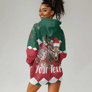 Personalized South Africa Merry Christmas Hoodie Dress Springbok With King Protea