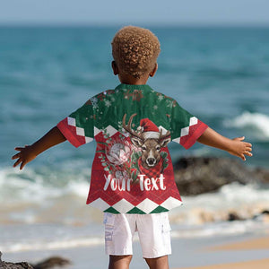 Personalized South Africa Merry Christmas Kid Hawaiian Shirt Springbok With King Protea