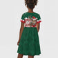 Personalized South Africa Merry Christmas Kid Short Sleeve Dress Springbok With King Protea