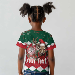 Personalized South Africa Merry Christmas Kid T shirt Springbok With King Protea