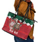 Personalized South Africa Merry Christmas Leather Tote Bag Springbok With King Protea
