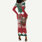 Personalized South Africa Merry Christmas Long Sleeve Bodycon Dress Springbok With King Protea LT18