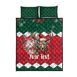 Personalized South Africa Merry Christmas Quilt Bed Set Springbok With King Protea