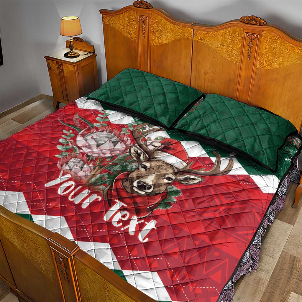 Personalized South Africa Merry Christmas Quilt Bed Set Springbok With King Protea