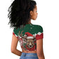 Personalized South Africa Merry Christmas Raglan Cropped T shirt Springbok With King Protea
