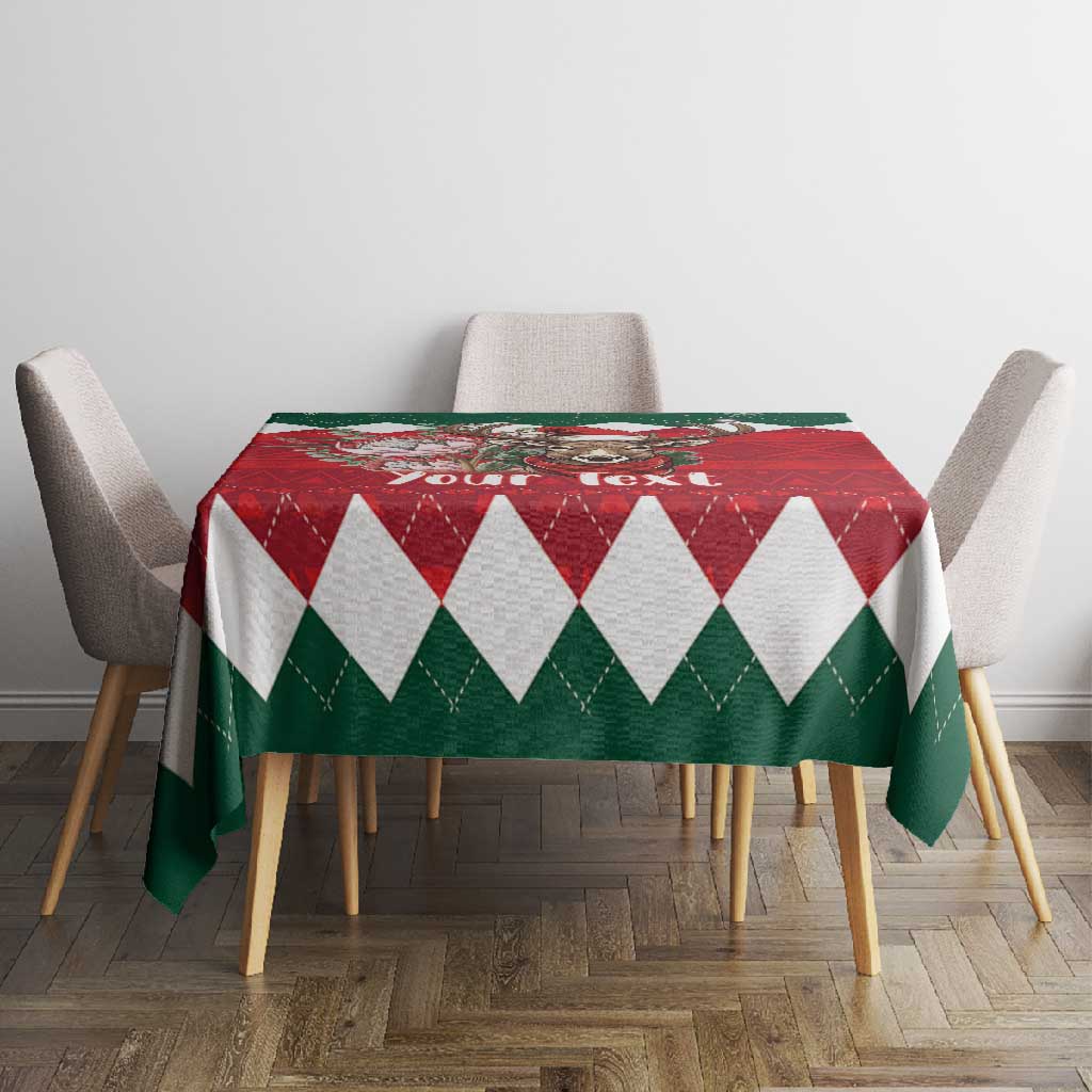 Personalized South Africa Merry Christmas Tablecloth Springbok With King Protea