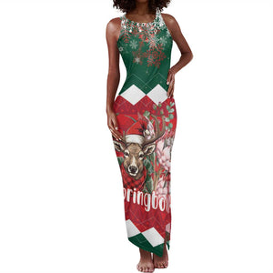 Personalized South Africa Merry Christmas Tank Maxi Dress Springbok With King Protea