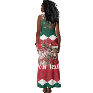 Personalized South Africa Merry Christmas Tank Maxi Dress Springbok With King Protea