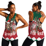 Personalized South Africa Merry Christmas Women Racerback Tank Springbok With King Protea