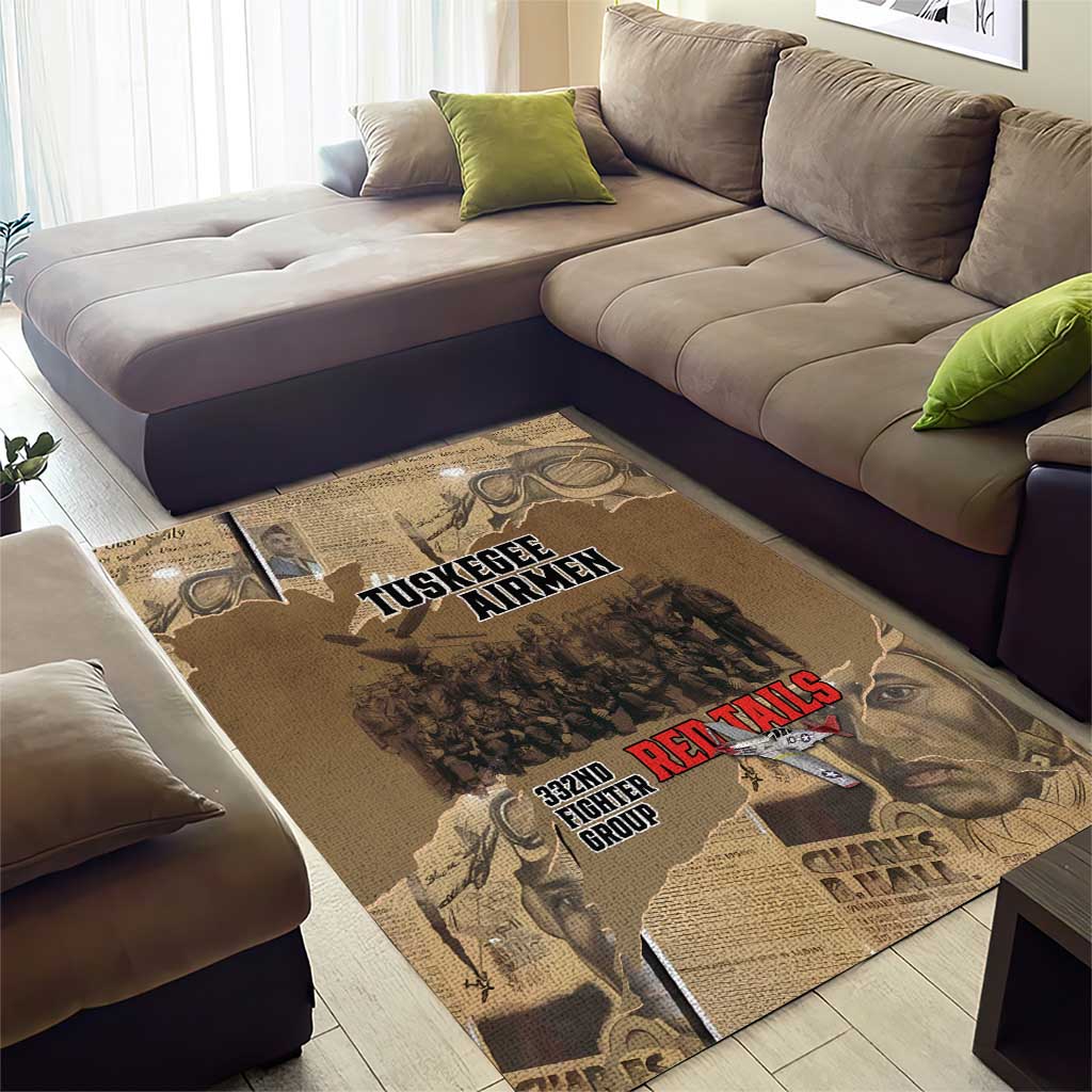 Tuskegee Airmen  Red Tails Tribute Area Rug Black History Air Force - African Pride