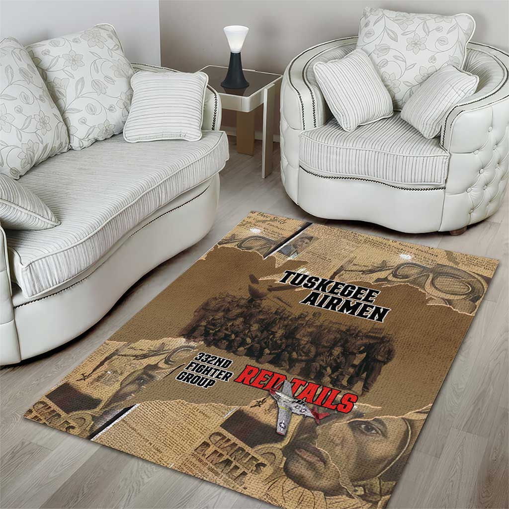 Tuskegee Airmen  Red Tails Tribute Area Rug Black History Air Force - African Pride