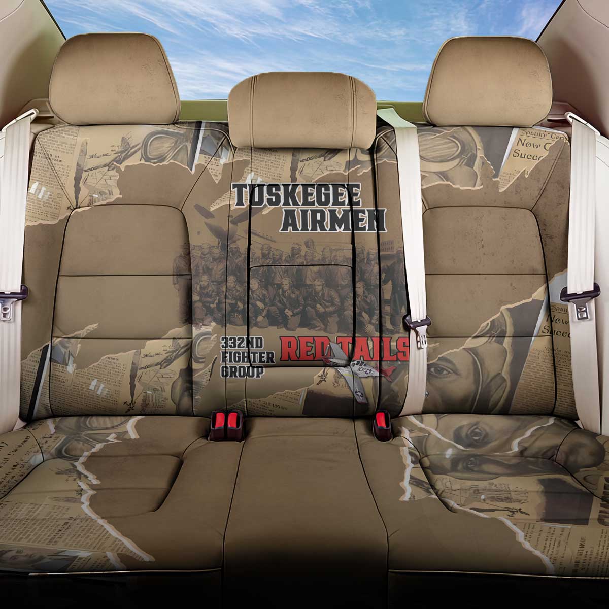 Tuskegee Airmen  Red Tails Tribute Back Car Seat Cover Black History Air Force - African Pride