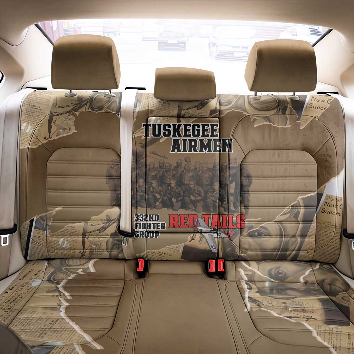 Tuskegee Airmen  Red Tails Tribute Back Car Seat Cover Black History Air Force - African Pride