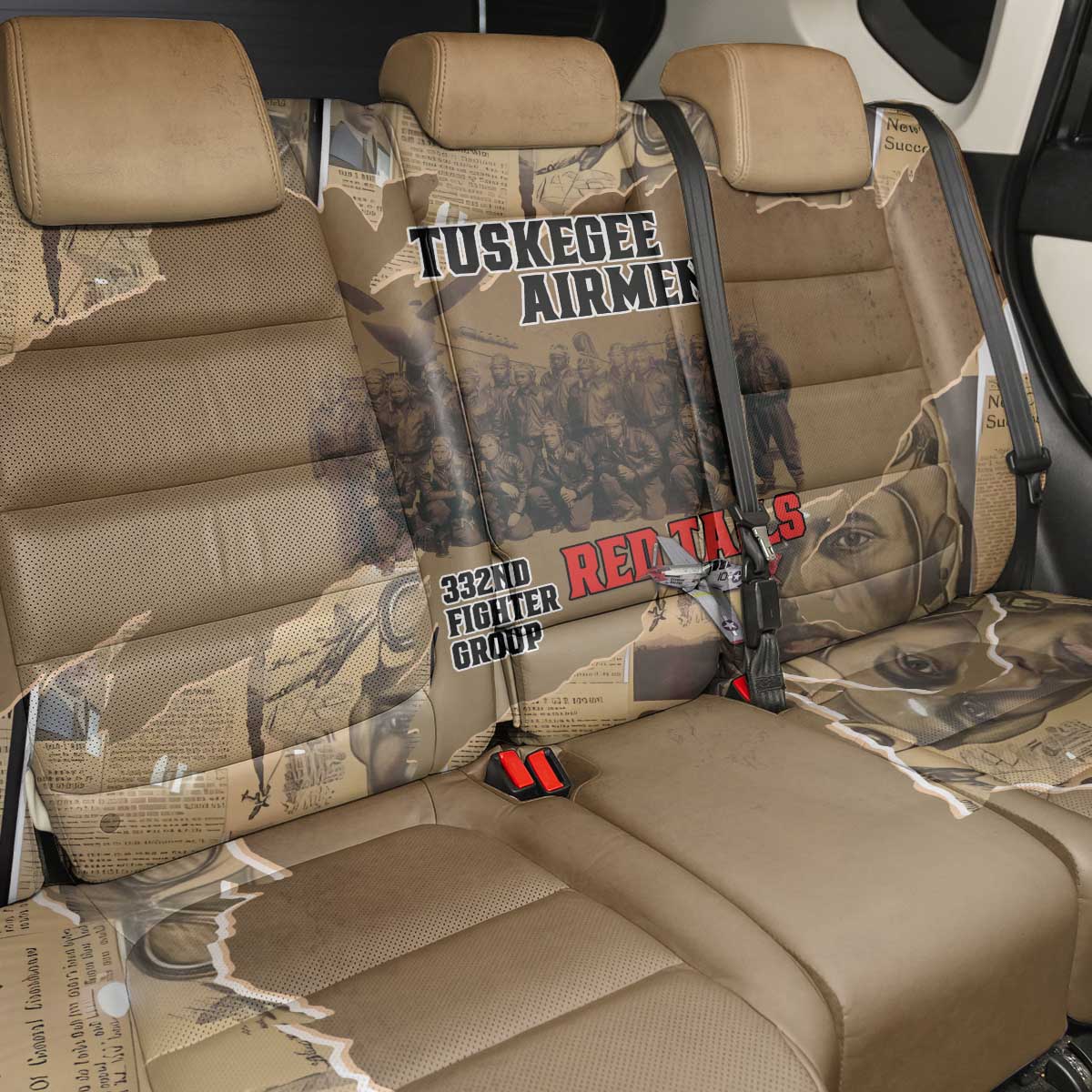 Tuskegee Airmen  Red Tails Tribute Back Car Seat Cover Black History Air Force - African Pride