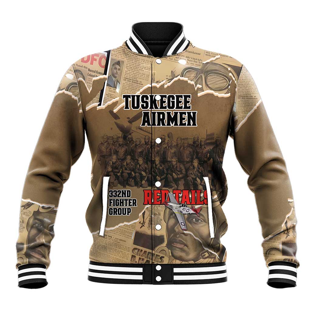 Tuskegee Airmen  Red Tails Tribute Baseball Jacket Black History Air Force - African Pride