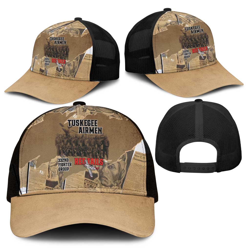 Tuskegee Airmen  Red Tails Tribute Baseball Net Cap Black History Air Force - African Pride