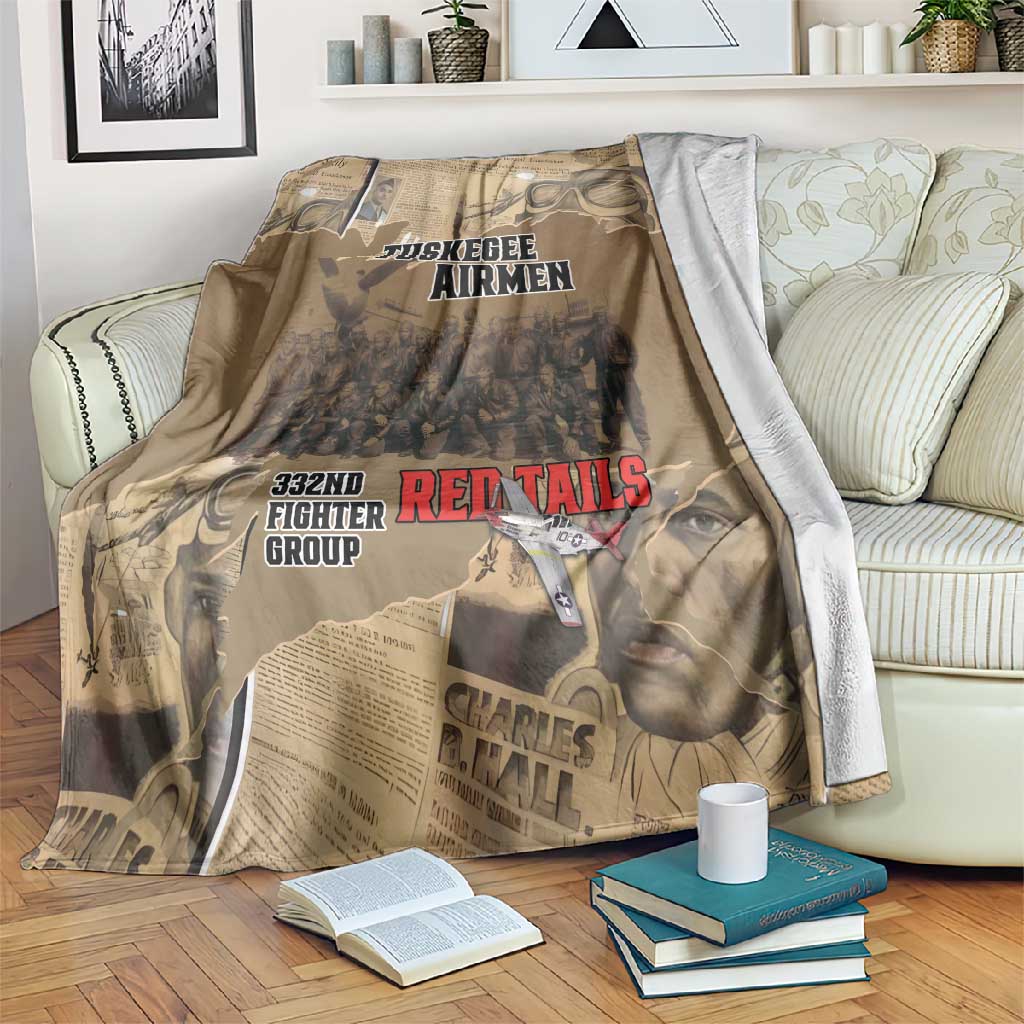Tuskegee Airmen  Red Tails Tribute Blanket Black History Air Force - African Pride