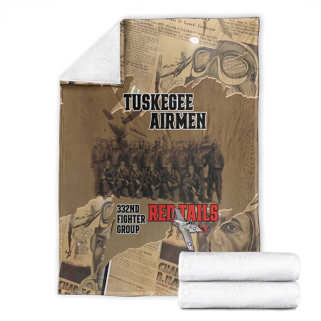 Tuskegee Airmen  Red Tails Tribute Blanket Black History Air Force - African Pride