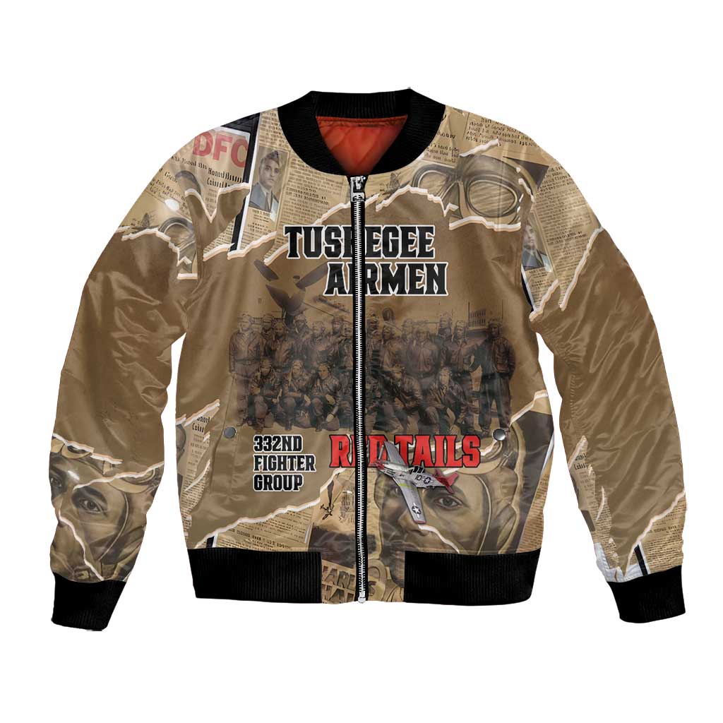 Tuskegee Airmen  Red Tails Tribute Bomber Jacket Black History Air Force - African Pride