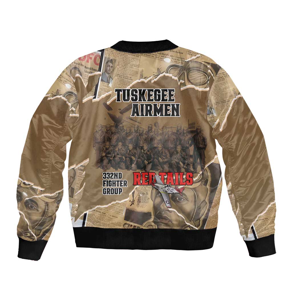Tuskegee Airmen  Red Tails Tribute Bomber Jacket Black History Air Force - African Pride