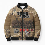 Tuskegee Airmen  Red Tails Tribute Bomber Puffer Jacket Black History Air Force
