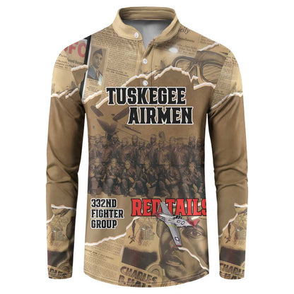 Tuskegee Airmen  Red Tails Tribute Button Sweatshirt Black History Air Force