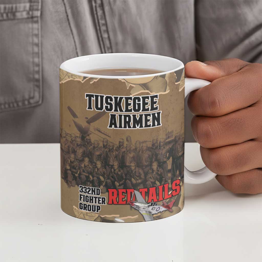 Tuskegee Airmen  Red Tails Tribute Ceramic Mug Black History Air Force