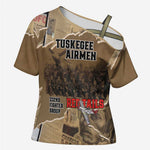 Tuskegee Airmen  Red Tails Tribute Cross Shoulder Shirt Black History Air Force