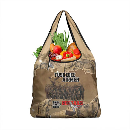 Tuskegee Airmen  Red Tails Tribute Grocery Bag Black History Air Force - African Pride