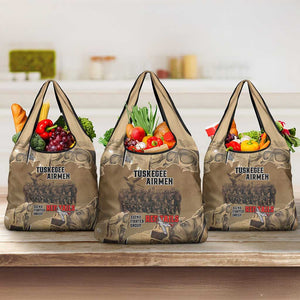 Tuskegee Airmen  Red Tails Tribute Grocery Bag Black History Air Force - African Pride