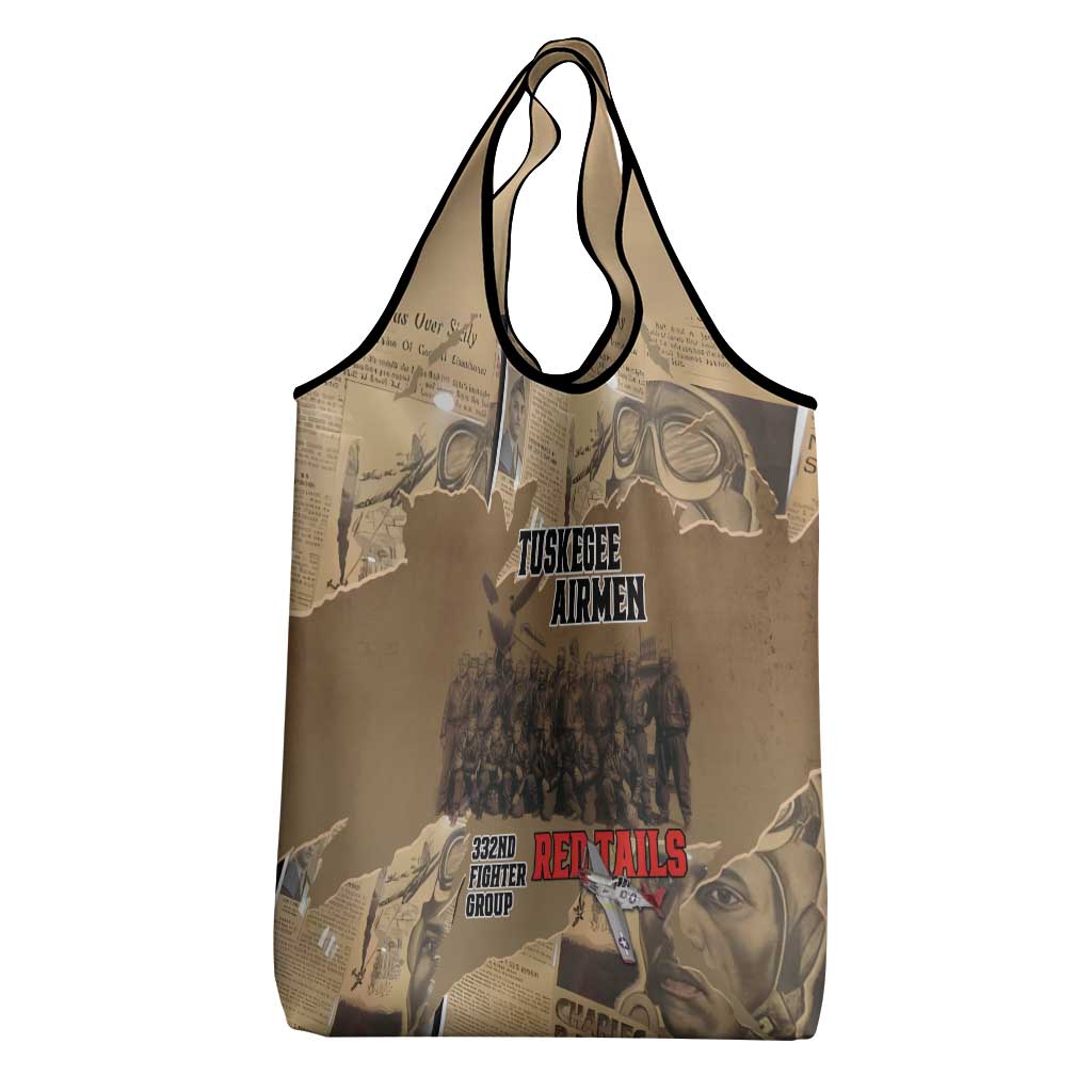 Tuskegee Airmen  Red Tails Tribute Grocery Bag Black History Air Force - African Pride