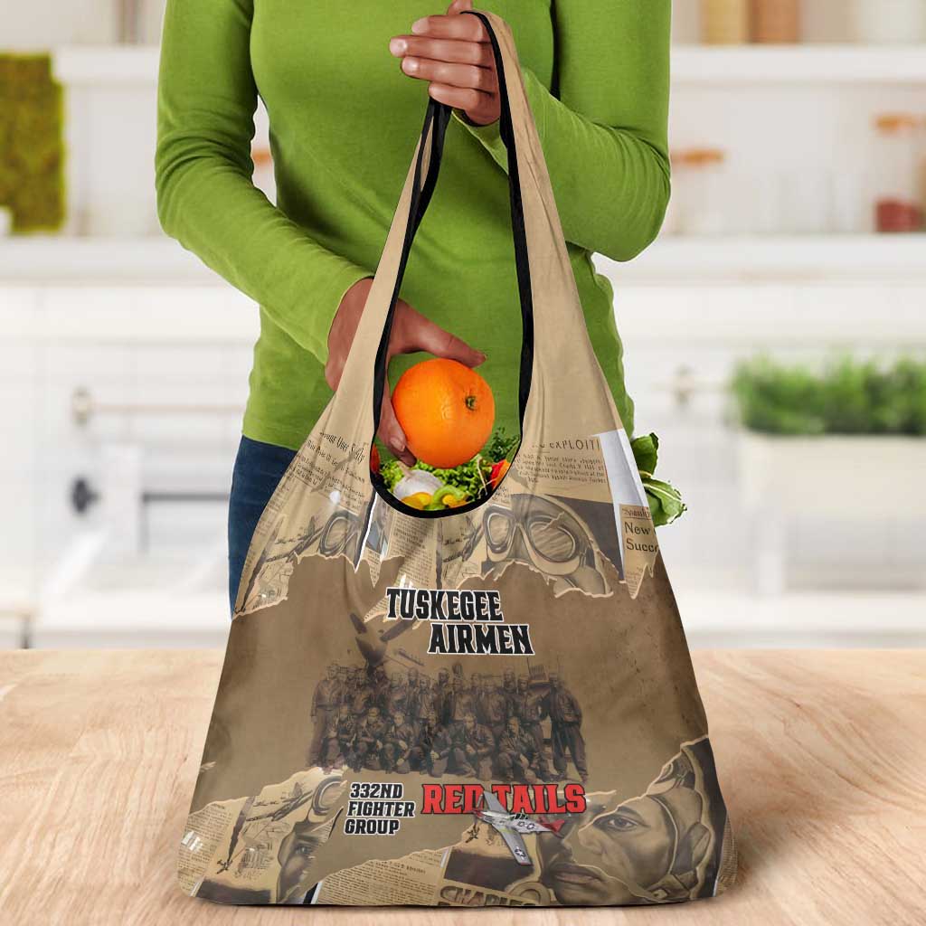 Tuskegee Airmen  Red Tails Tribute Grocery Bag Black History Air Force - African Pride