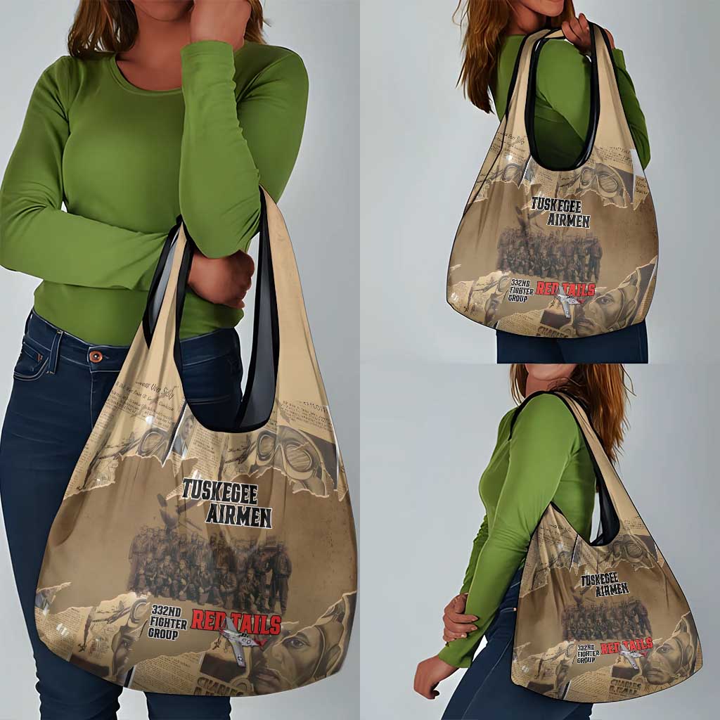Tuskegee Airmen  Red Tails Tribute Grocery Bag Black History Air Force - African Pride