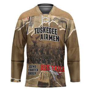 Tuskegee Airmen  Red Tails Tribute Hockey Jersey Black History Air Force