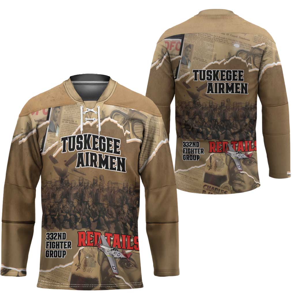 Tuskegee Airmen  Red Tails Tribute Hockey Jersey Black History Air Force