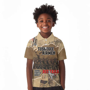Tuskegee Airmen  Red Tails Tribute Kid Polo Shirt Black History Air Force - African Pride
