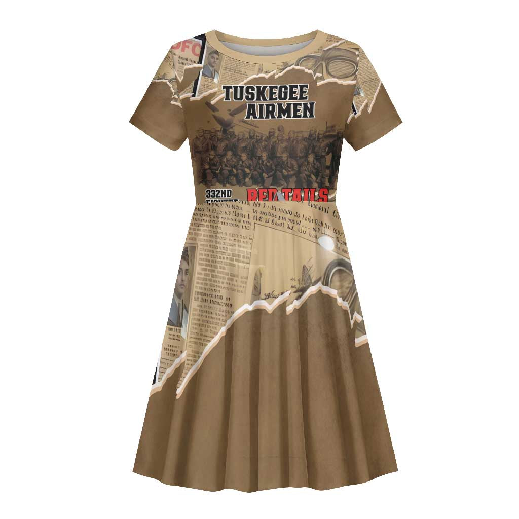 Tuskegee Airmen  Red Tails Tribute Kid Short Sleeve Dress Black History Air Force - African Pride